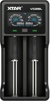 Karikues baterish XTAR VC2SL, LCD, 2 kanale, USB, i zi
