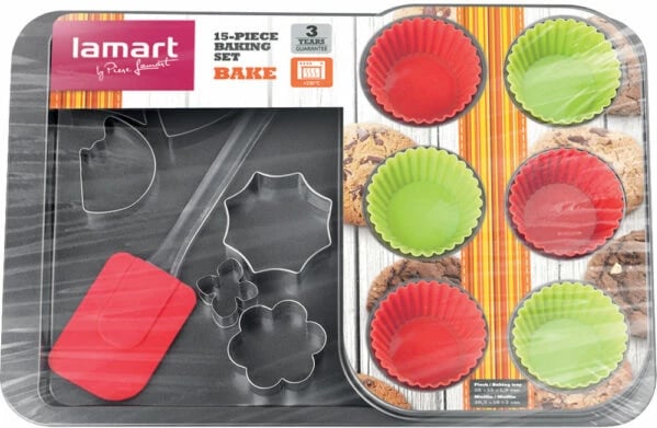 Set për pjekje Lamart LT3039, e zezë, 15 pjesë