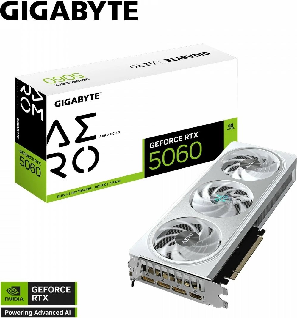 Kartelë grafike Gigabyte GeForce RTX 5060 AERO OC 8GB GDDR7, e bardhë