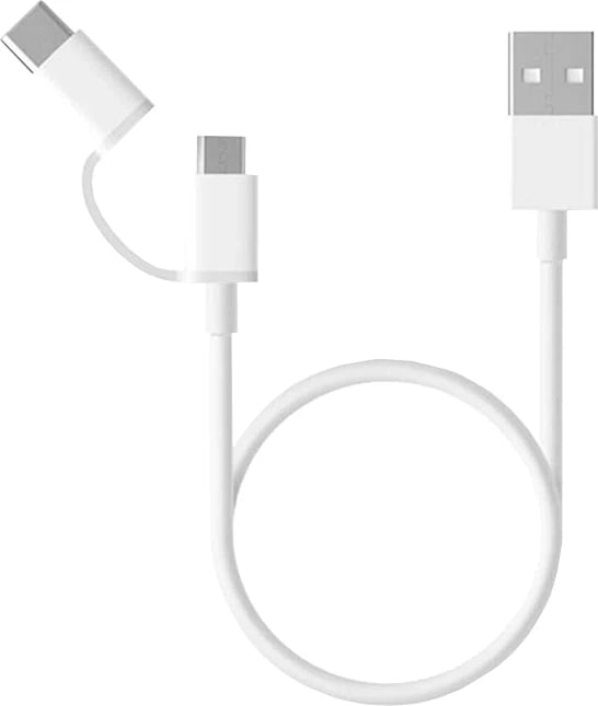 Kabllo Xiaomi Mi, 2-në-1 mikro USB në tipin C, 100cm, e bardhë