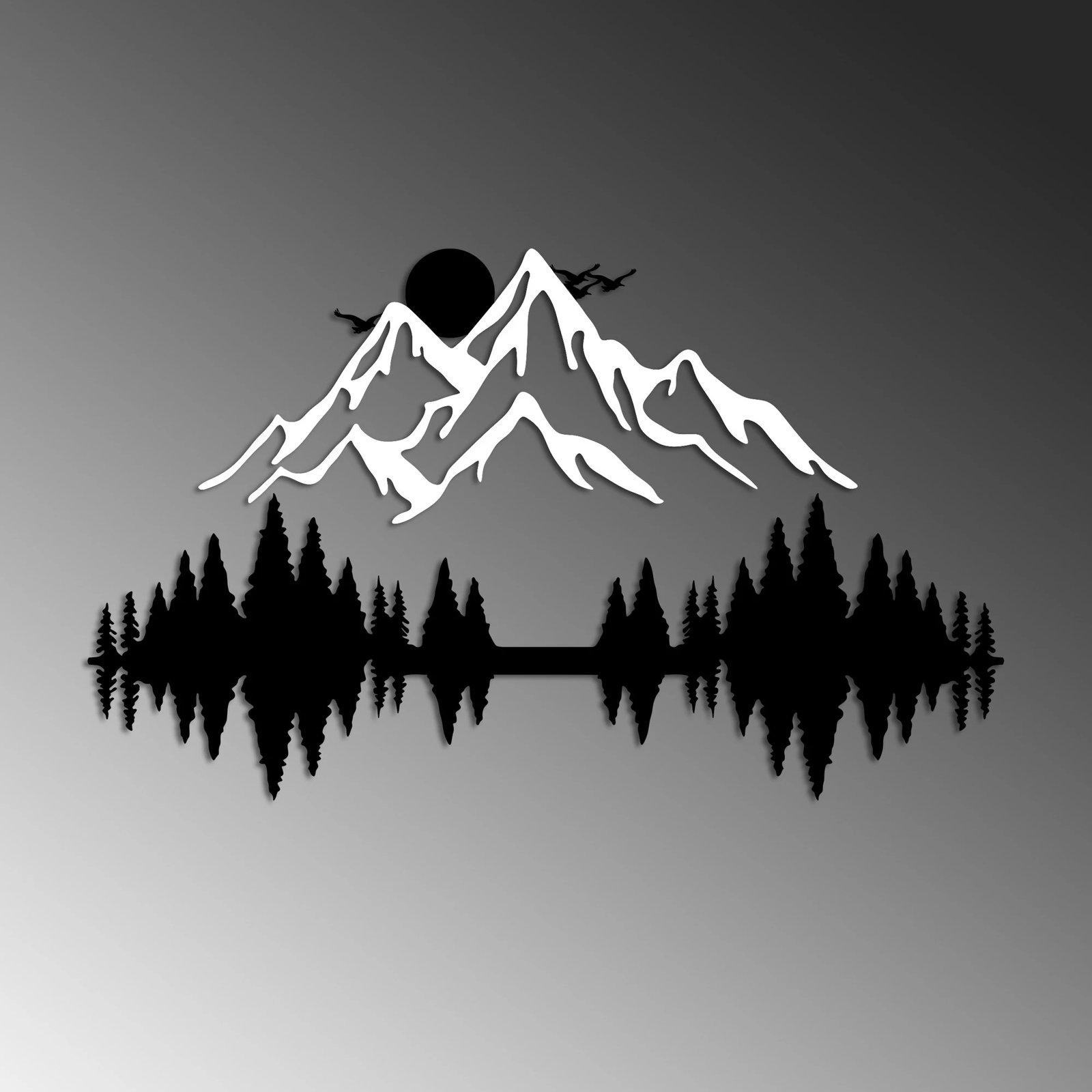 Aksesor dekorativ metalik për mur, natyrë dhe male, Wallity - 2 copë