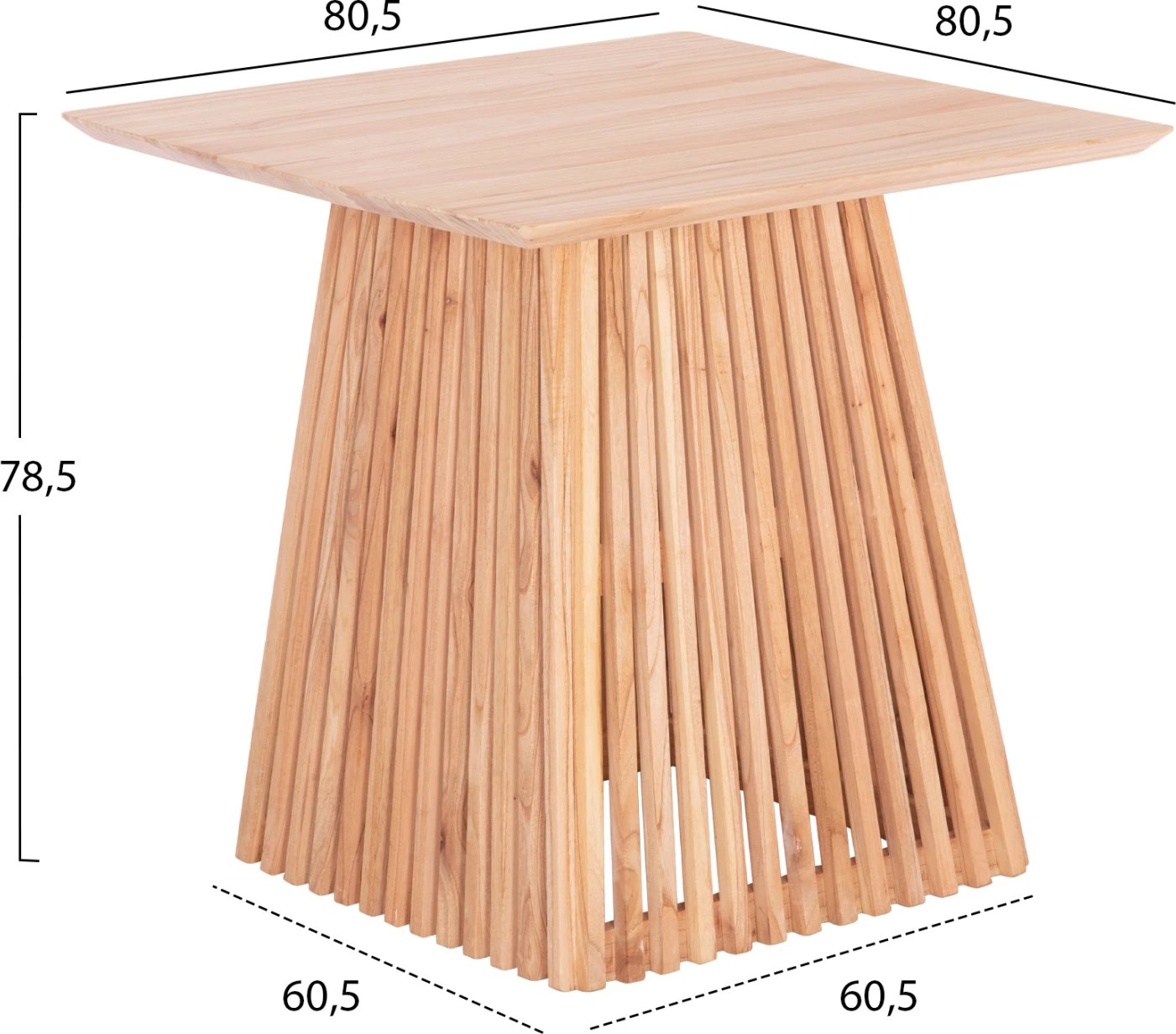 Tavolinë katrore për ngrënie, dru Mindi, 80,5x80,5x78,5 cm