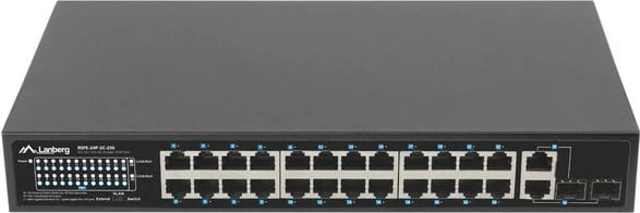 Switch rrjeti Lanberg RSFE-24P-2C-250, 24x PoE+, 2x Combo, 250W, rackmount, i zi