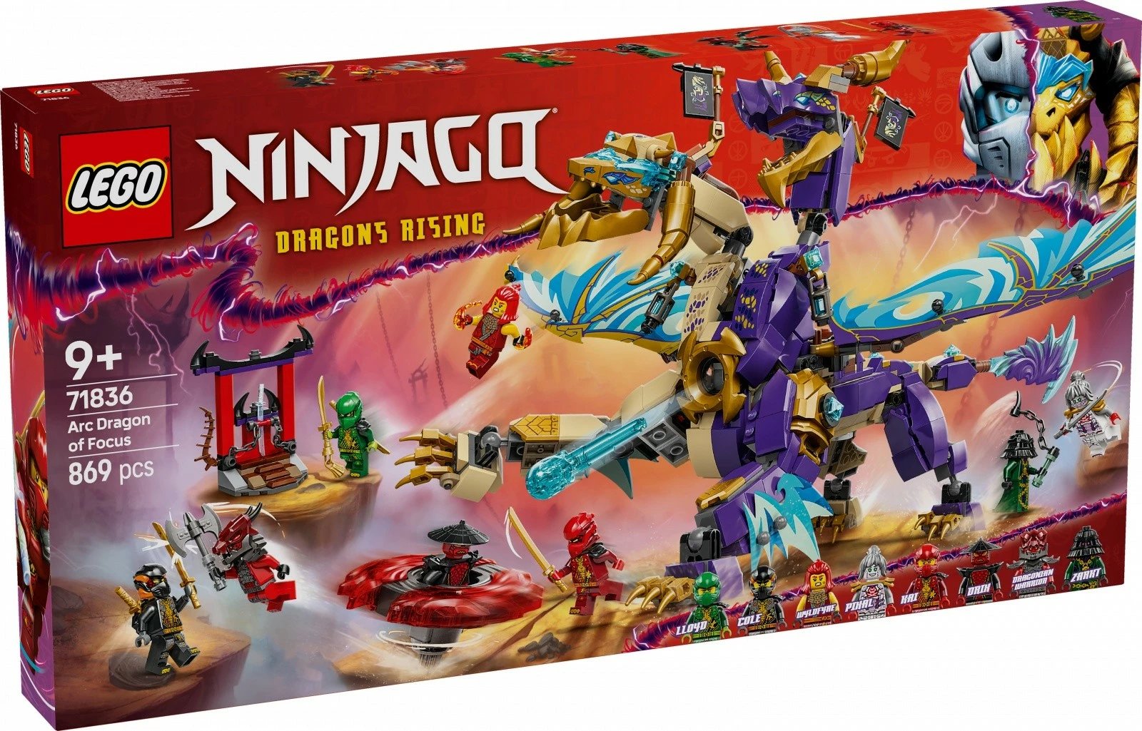 Set ndërtimi LEGO Ninjago 71836 Arcysmok Focus, 869 pjesë, plastikë, për fëmijë 9+