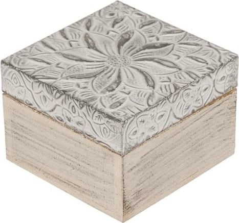 Kuti dekorative druri OUT OF THE BLUE, set 2 copë, argjend