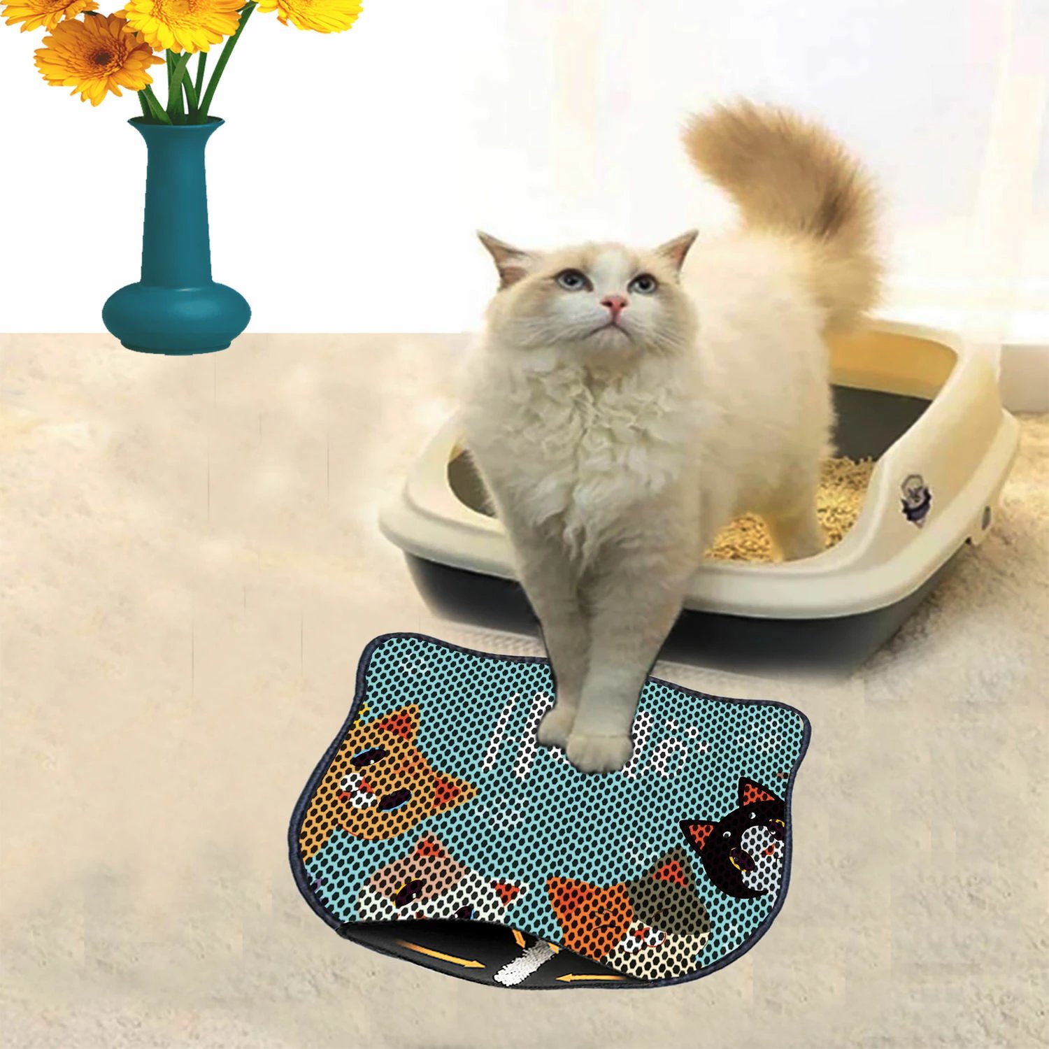 Tapet për rërë mace, shumëngjyrësh, Paws & Whiskers, Kdkafa0141, 40x50cm