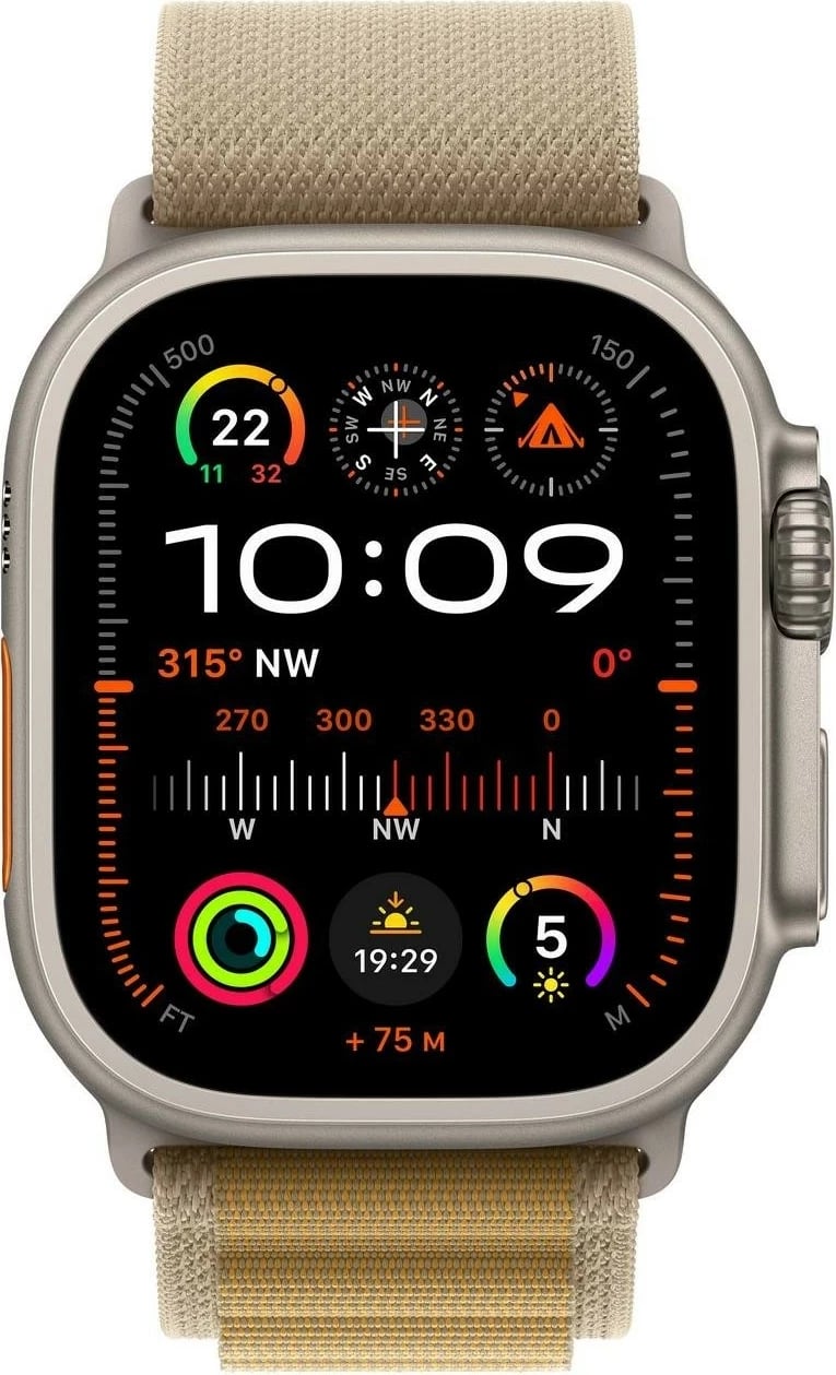 Smartwatch Apple Watch Ultra 2 GPS + Cellular 49mm, Kasë Titanium, Tan Alpine Loop