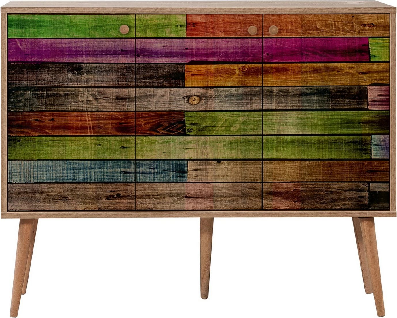 Konsolë Hanah Home, Mega - 726, ngjyrë lisi Sonoma, model me shirita