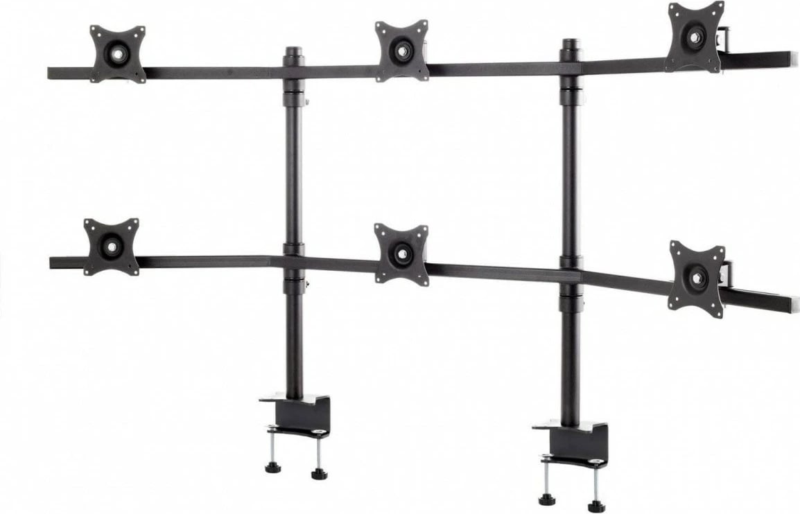 Mbajtës tavoline i lakuar për 6 monitorë Edbak SV17, 19-27", VESA 75x75/100x100, 60 kg, Zezë/Gri