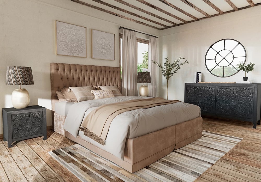 Komodinë Volcano, një derë, një sirtar, ngjyrë e zezë, 50x40x50cm