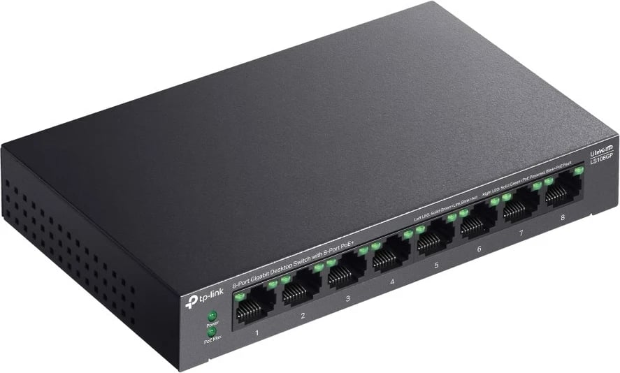 Switch TP-Link LiteWave 8-Port Gigabit Desktop me PoE+, i zi
