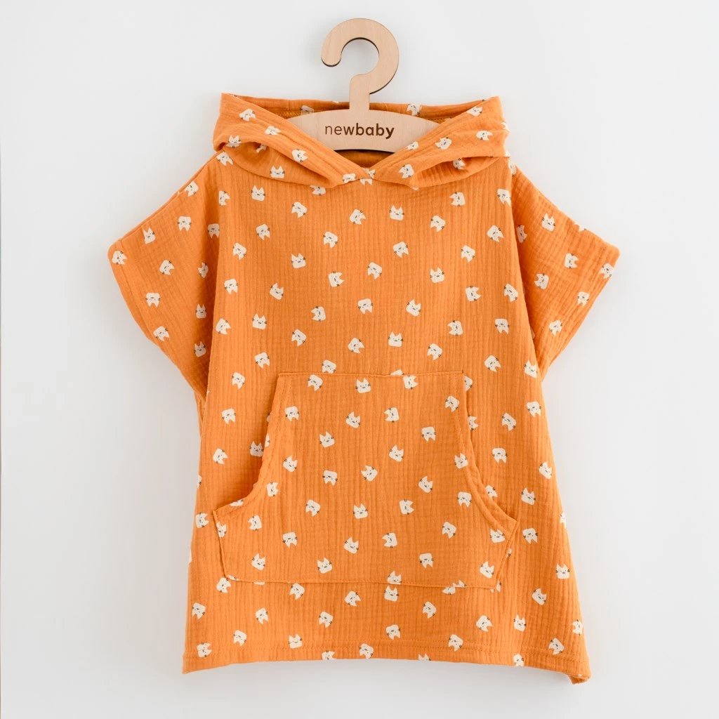Ponço muslini për bebe, New Baby Feeling Animal, 35 cm, XS, 100% pambuk, me kapuç, ngjyrë sipas fotos