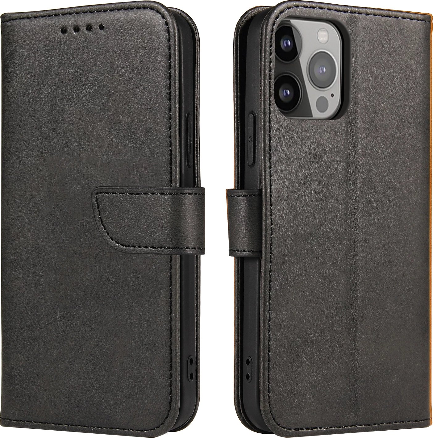 Mbështjellës Hurtel Magnet Case bookcase për iPhone 13 Pro Max, i zi
