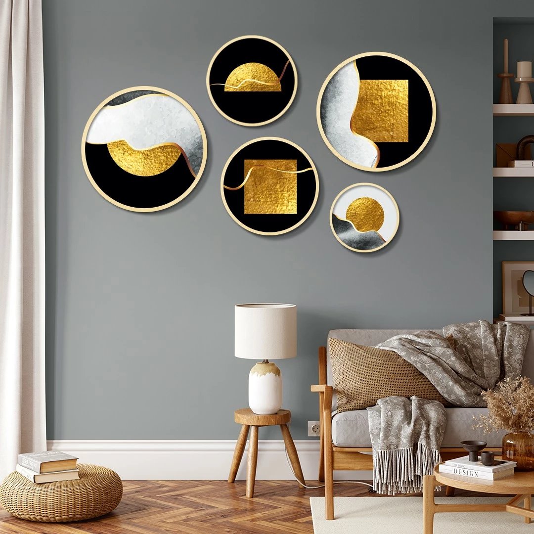 Set pikturash dekorative me kornizë MDF (5 copë), Wallity, Yats-09