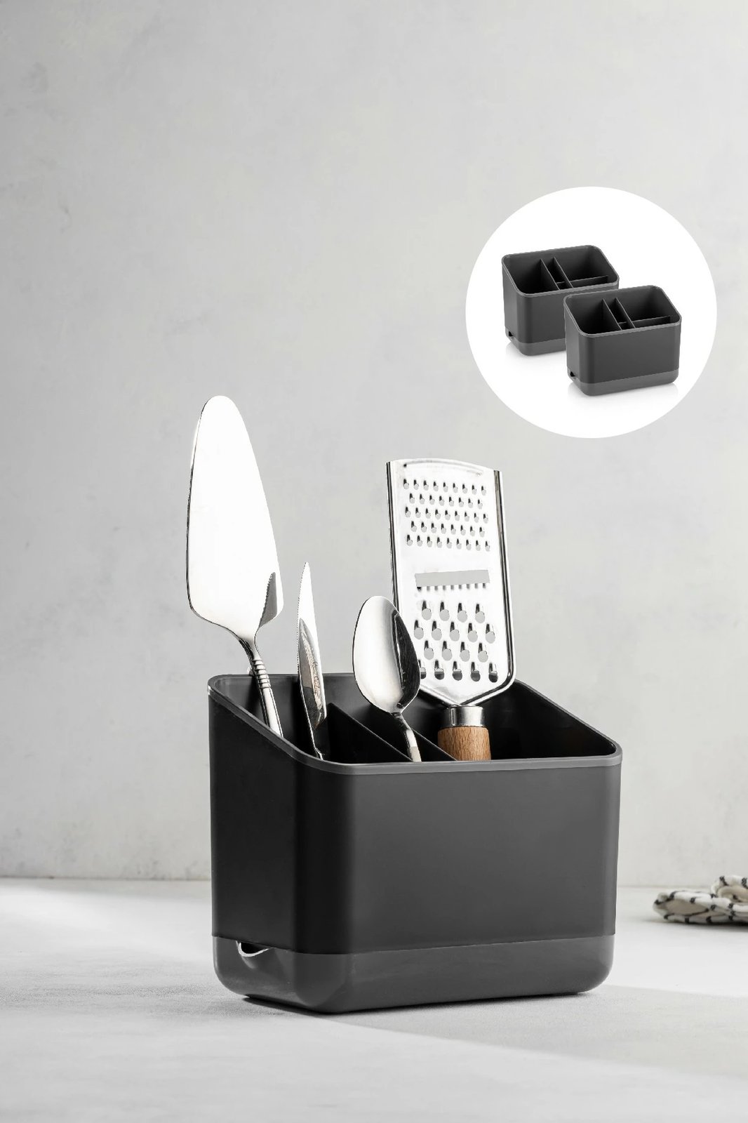 Set organizues plastik, anthracite, 2 copë, 16.5x10x14cm