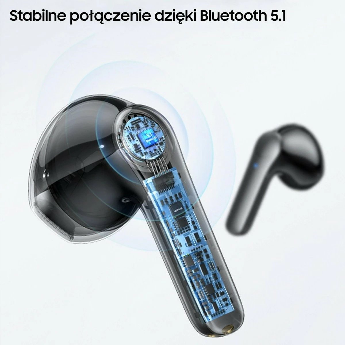 Kufje TWS USAMS XH Series, Bluetooth 5.1, mikrofon i dyfishtë, Blu