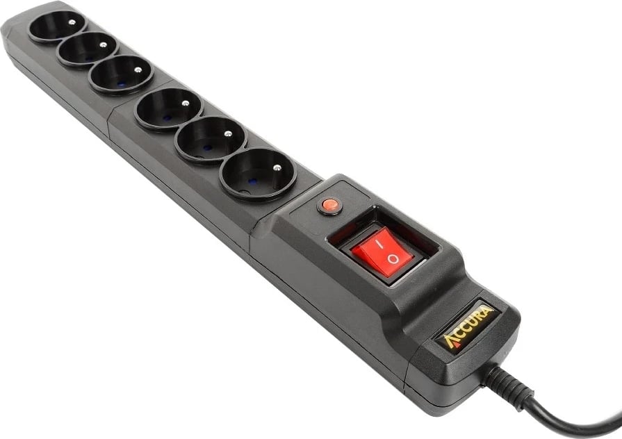 Kabllo vazhduese Accura Premium Crux, 6 priza, 1.5 m, e zezë