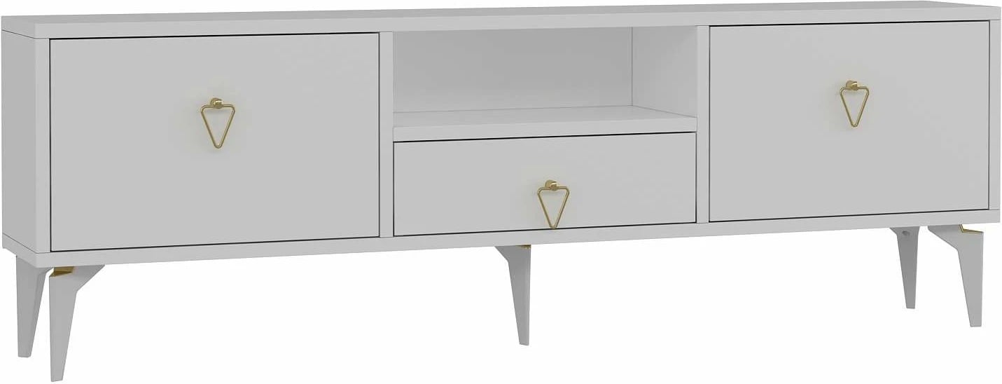 Komodë TV Skye Decor, e bardhë, e artë, 1302-DROP-1