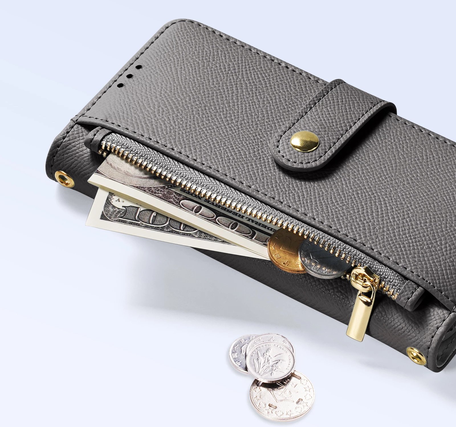 Mbështjellës Dux Ducis Lawa për Samsung Galaxy S25 Ultra, lëkurë, portofol magnetik, Gri