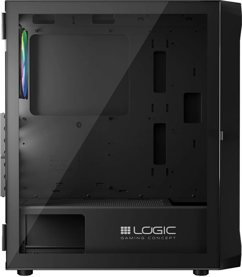 Kasë, Logic Concept, Portos ARGB Midi (AT-PORTOS-10-0000000-0002), ATX/Micro ATX, 4x 120 mm ARGB, panel anësor xham i temperuar, USB 3.0, e zezë