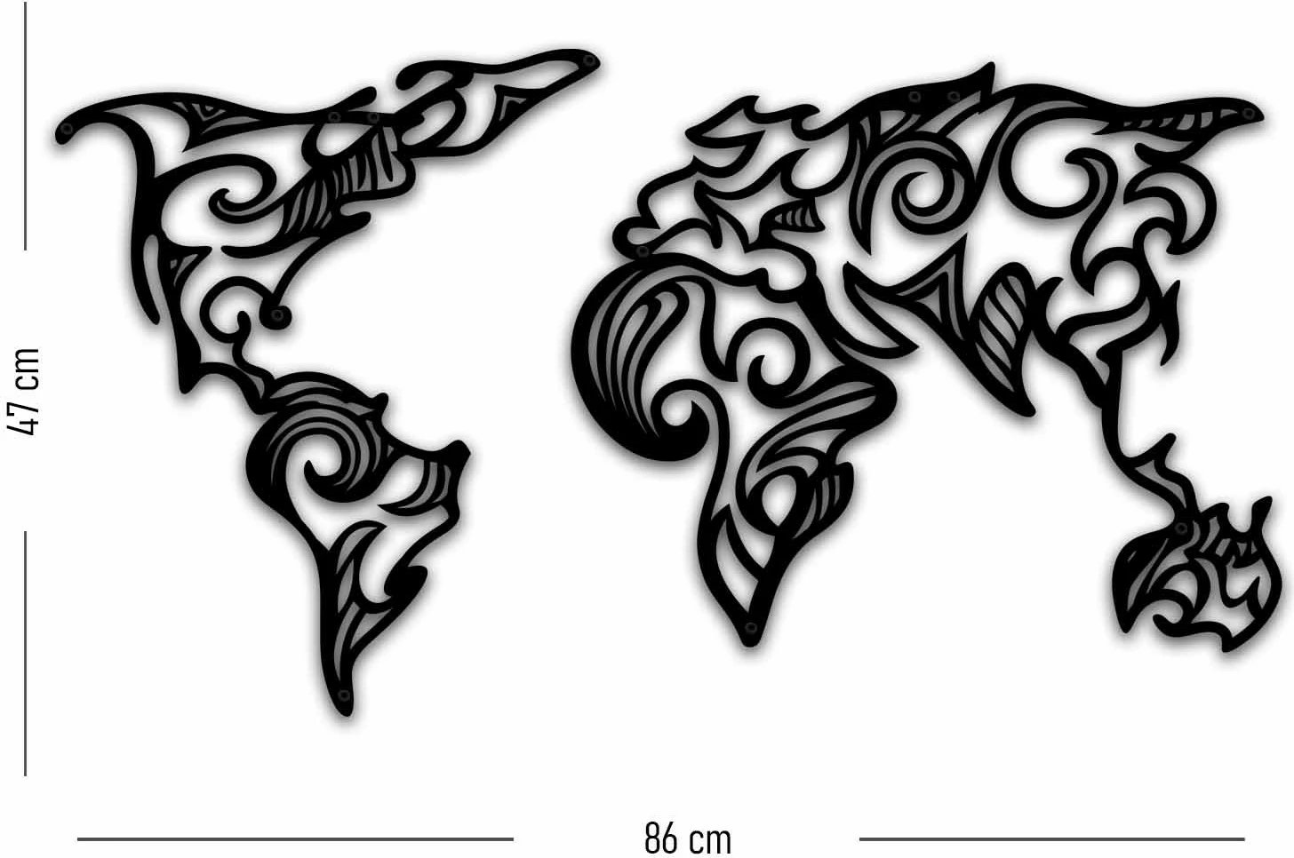 Aksesor dekorativ metalik për mur, Wallity, MT - 015, ngjyrë e zezë, 86x47cm