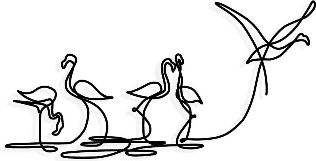 Aksesor dekorativ muri prej metali, flamingo, Wallity 316 S, ngjyrë e zezë, 10x15cm