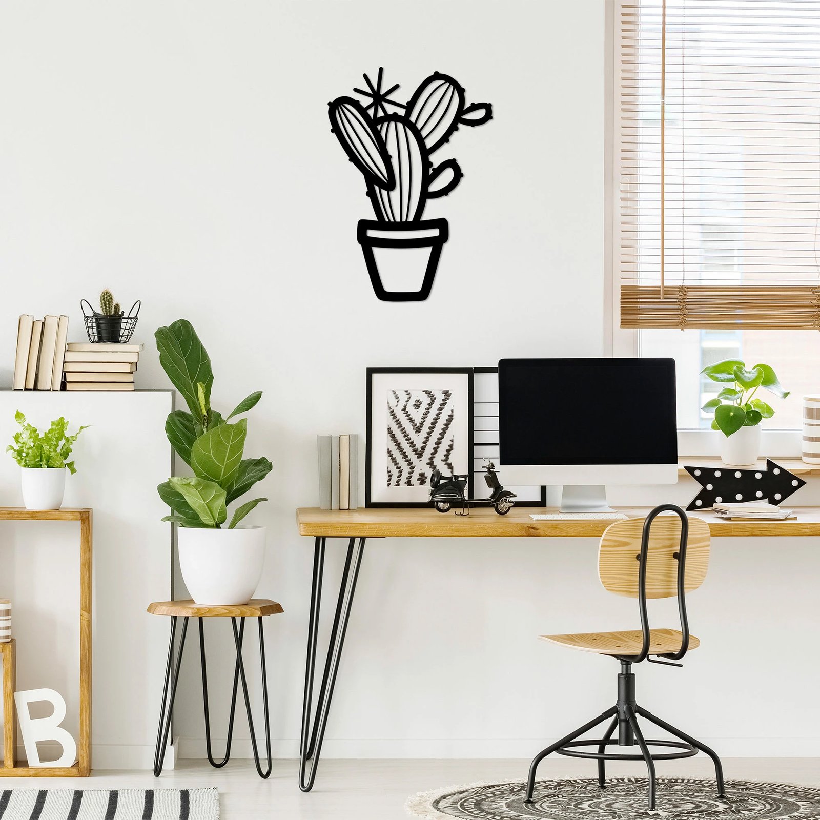 Aksesor dekorativ metalik për mur, kaktus, Wallity - 464