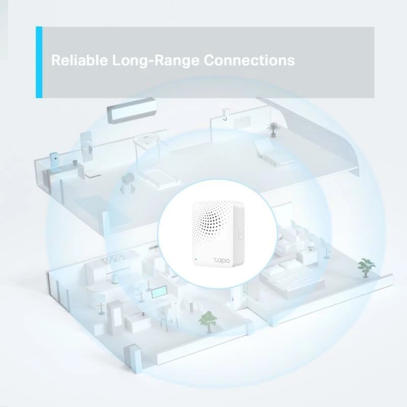 Smart hub TP-Link Tapo H100 alarm 90 dB lidhje me konsum të ulët deri 64 pajisje e bardhë