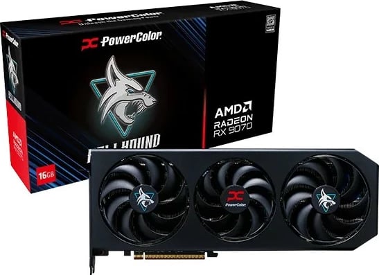 Kartelë grafike PowerColor Hellhound Radeon RX 9070, 16 GB, GDDR6, PCI Express x16 5.0, e zezë