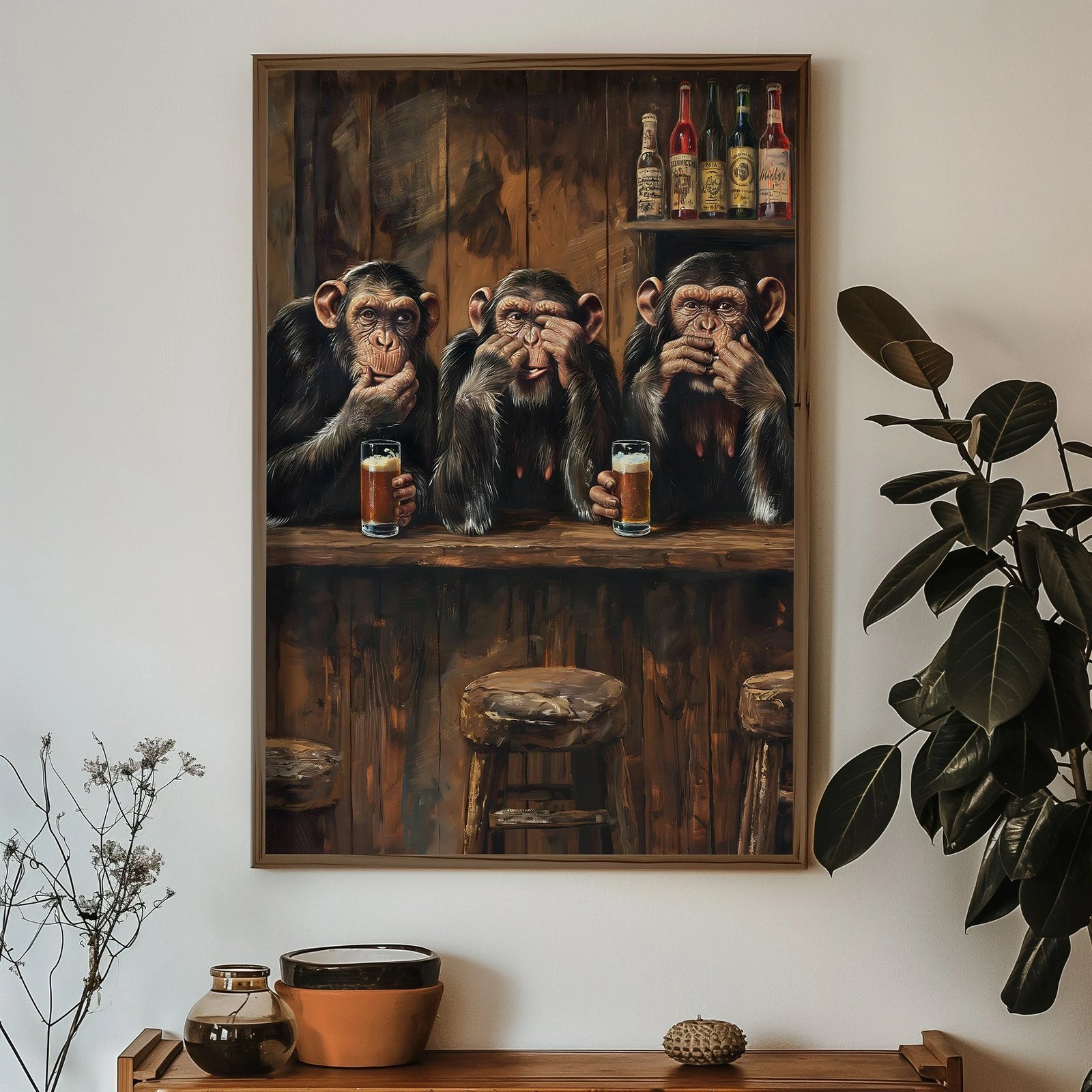 Pikturë dekorative me kornizë MDF, Wallity, shumëngjyrëshe, HUM077, 50x70x3.5cm