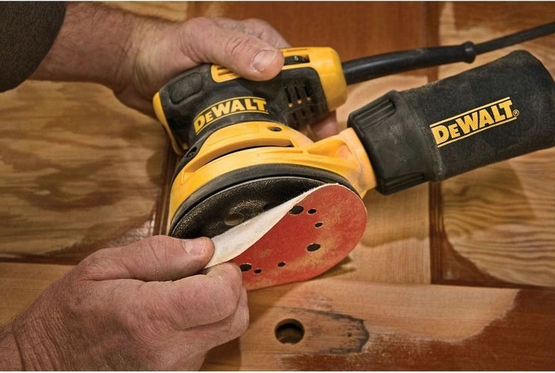 Lëmues orbital DeWALT 125mm 280W, zi/verdhe