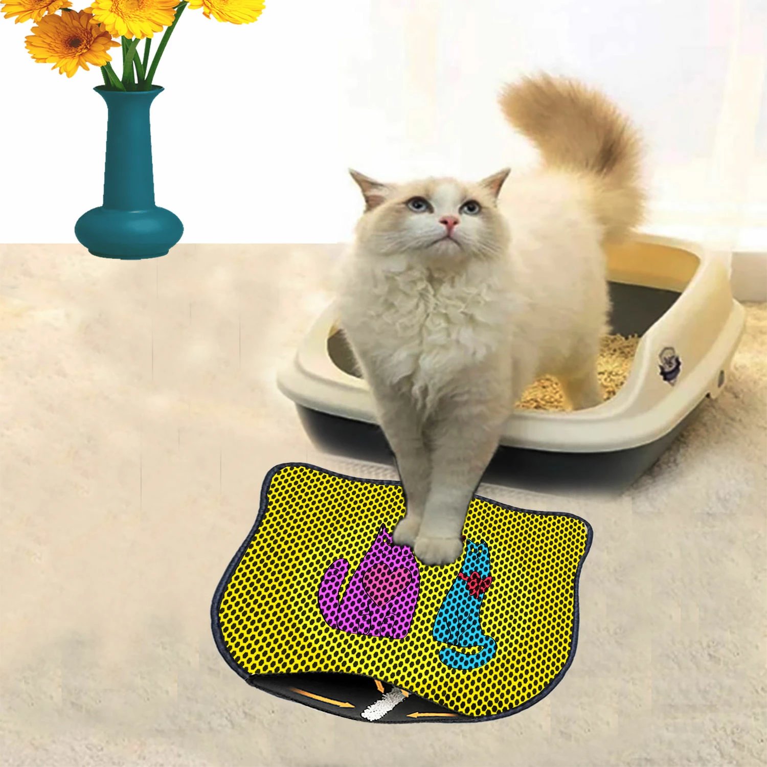 Tapet për rërë mace, shumëngjyrësh, Paws & Whiskers, Kdkafa0033, 40x50cm