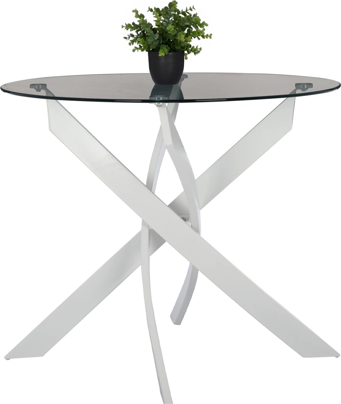 Tavolinë e rrumbullakët për ngrënie JAFARU, këmbë metalike të bardha, FH8499.13, 90x75cm