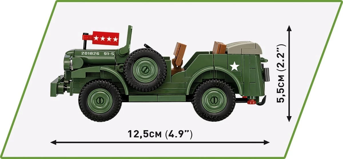 Set blloqesh Cobi Klocki Dodge WC-56 Command Car, 208 pjesë, me 2 figurina, Jeshile