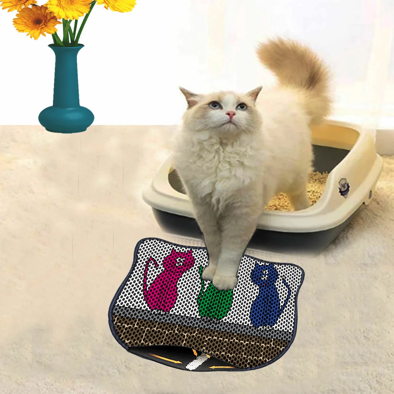 Tapet për rërë mace, shumëngjyrësh, Paws & Whiskers, Kdkafa0184, 40x50cm