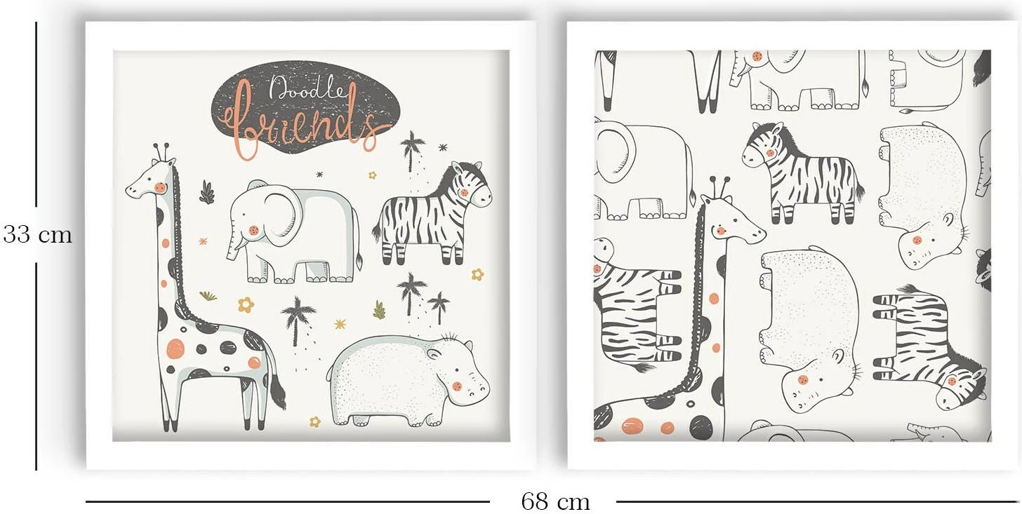 Pikturë dekorative me kornizë MDF (2 copë), Wallity, 2P3333BCT-001