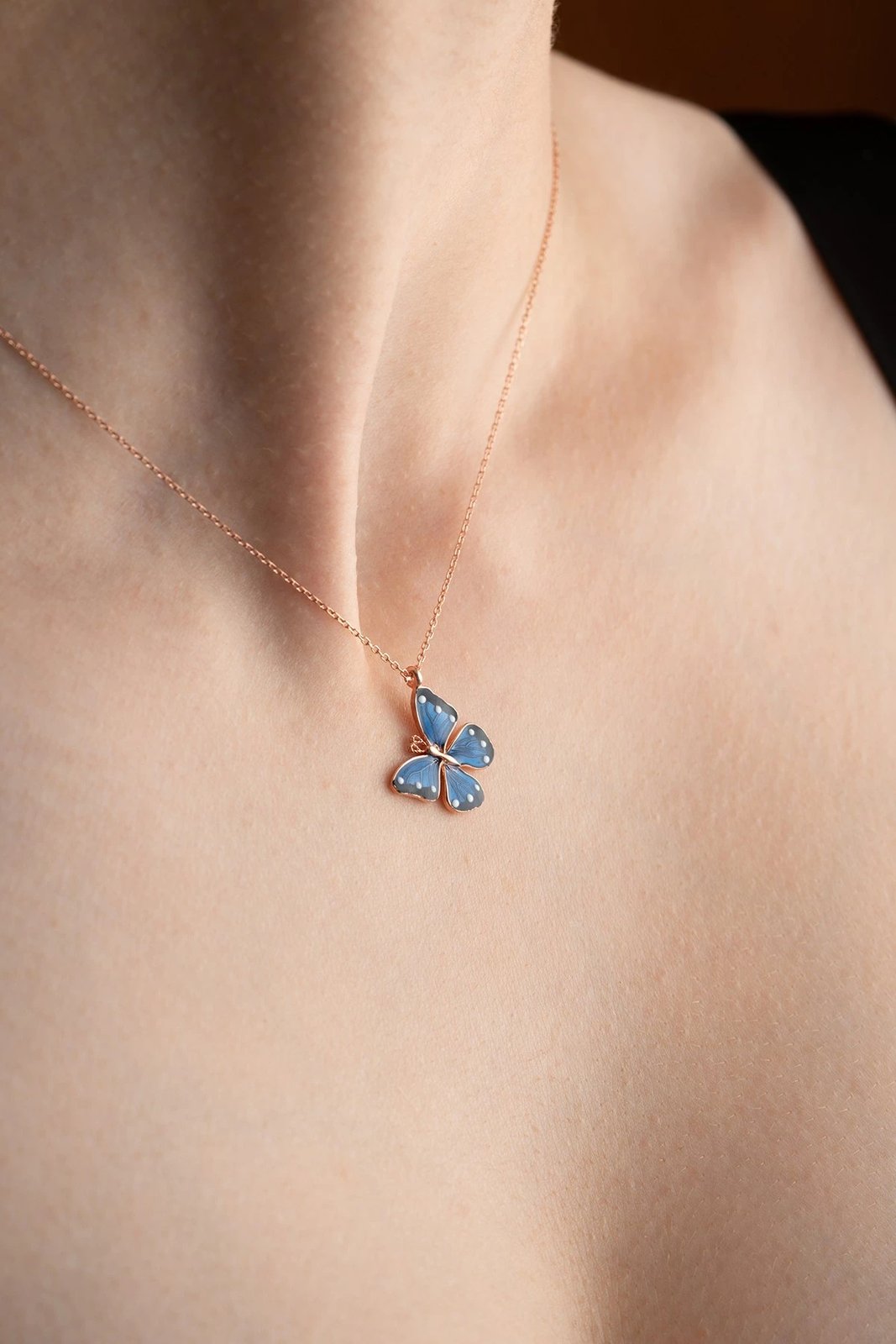 Qafore argjendi, ngjyrë rozë e artë, gur emalje blu, Jumeon, NRZ99250