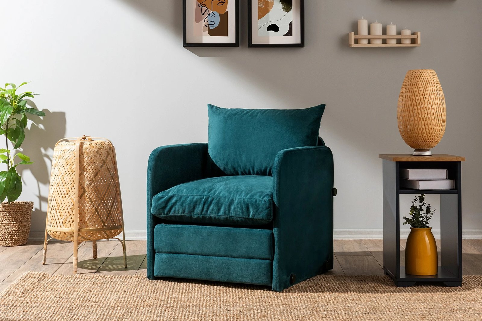 Krevat-karrige një vendi, ngjyrë jeshile petrol, Saga Single