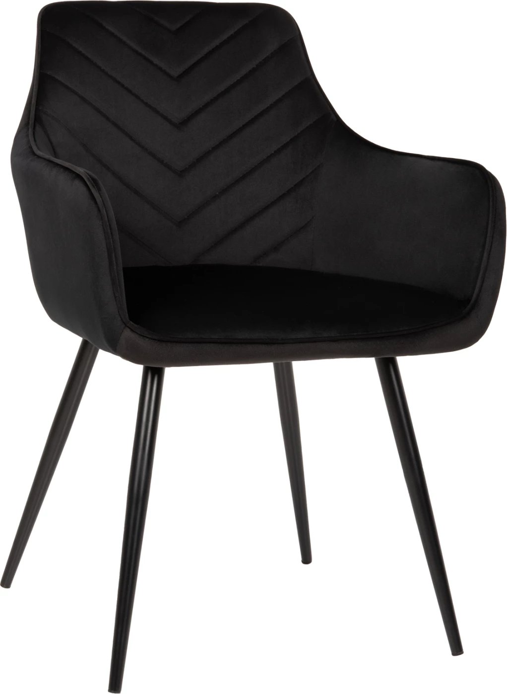 Karrige Latrell, kadife e zezë, këmbë metali të zeza, 55x57x84H cm., set prej 2 copë