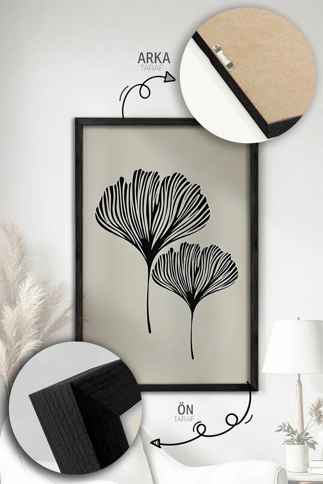 Set pikturash dekorative me kornizë, 3 copë, Wallity, Artvmodel31-Sıyah