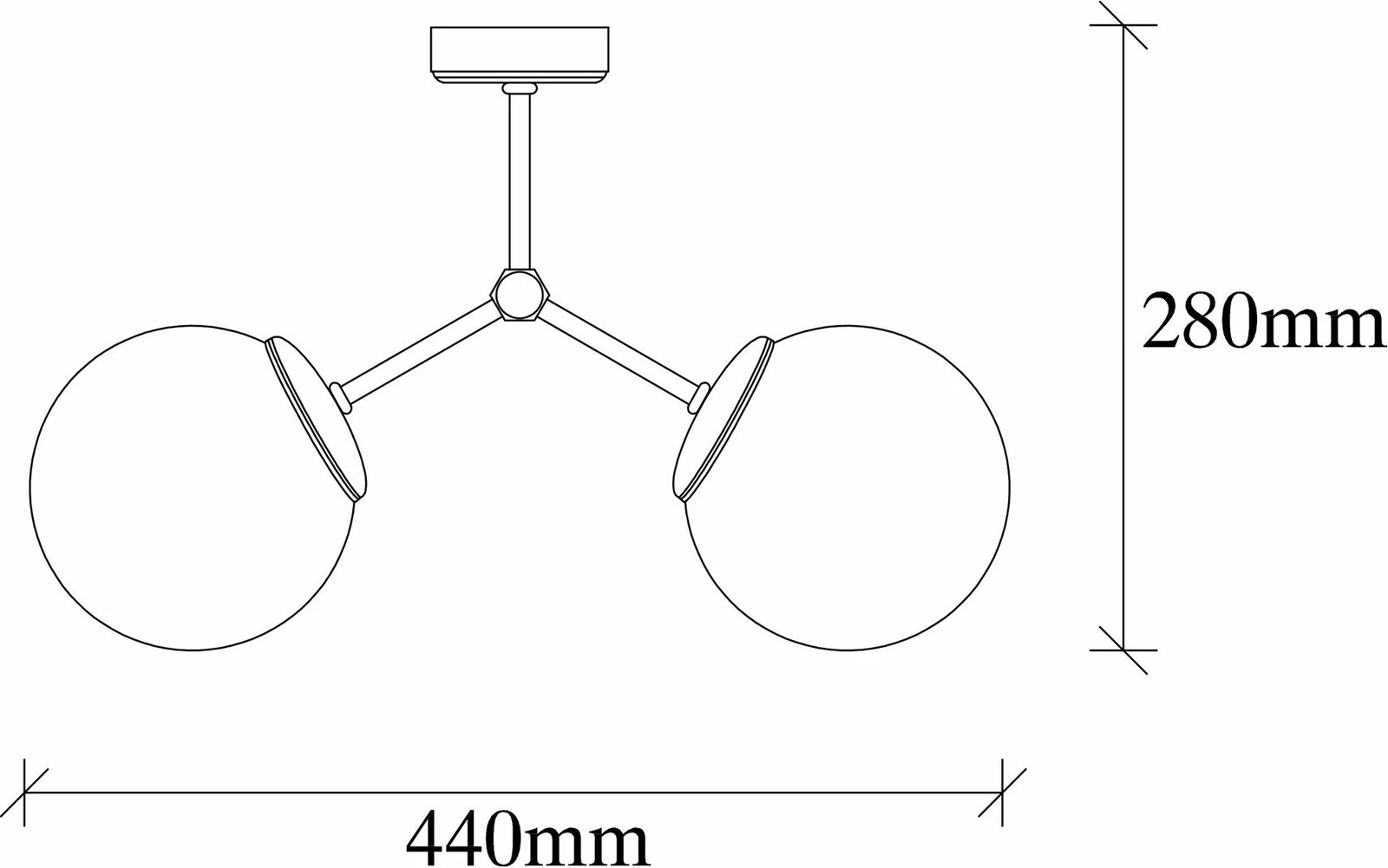 Llambë tavani skandinave, Opviq Damar - 6332, metal, xham, e verdhë dhe e bardhë, 44x15cm