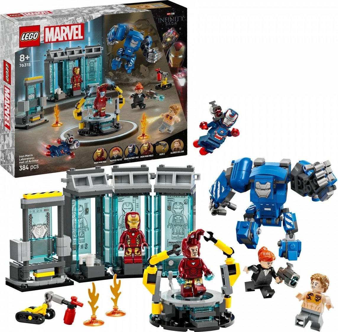 Set ndërtimi LEGO Marvel Iron Man Laboratory: Armory 76315, 384 pjesë