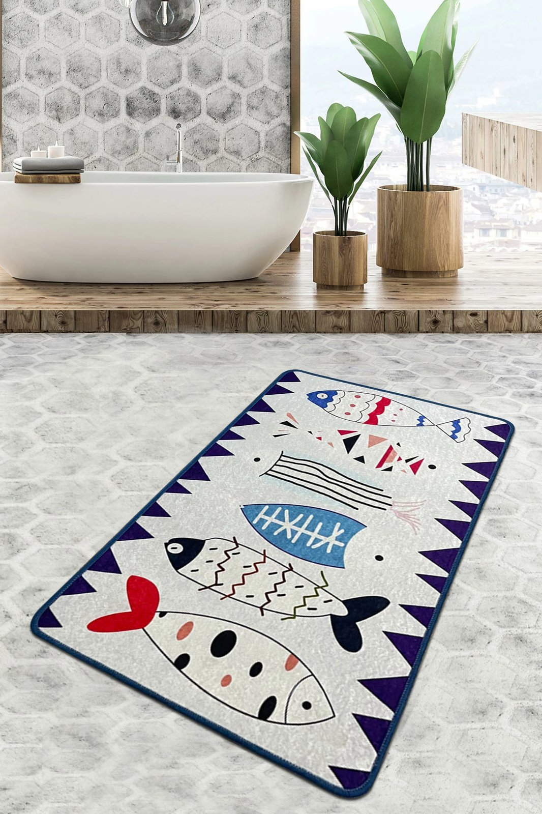 Tapet banje Mijölnir, Le Poissson, shumëngjyrësh, 80x100cm