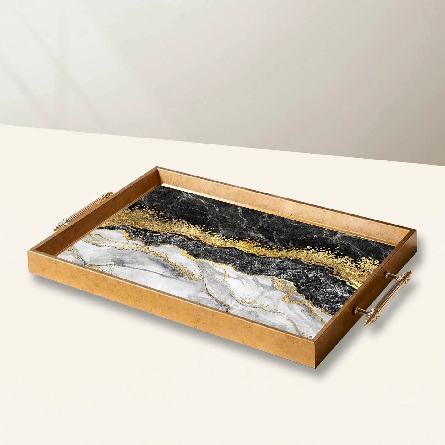 Tabaka dekorative prej qelqi, shumëngjyrëshe, Aberto Design, TPEA10031, 50x29x3.5cm