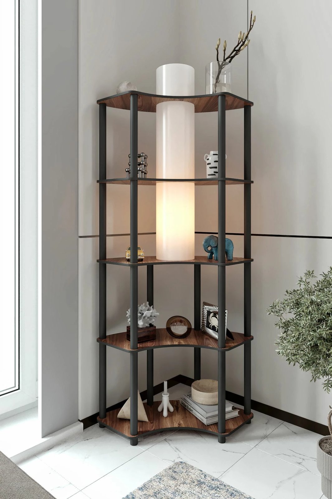 Llampë dyshemeje Opviq, ngjyrë arre, Conrad