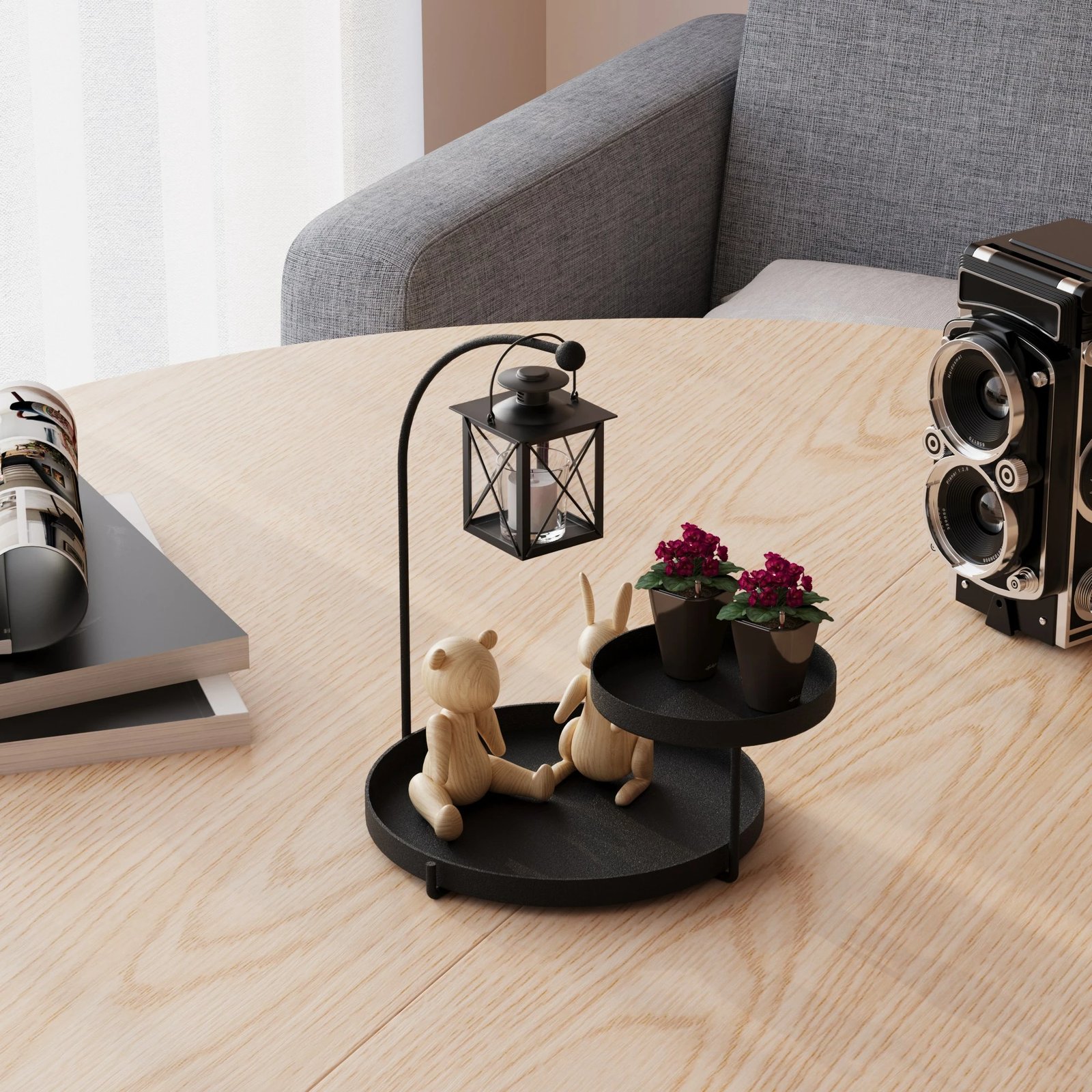 Aksesor dekorativ metalik, dizajn Aberto, Knidos, ngjyrë e zezë