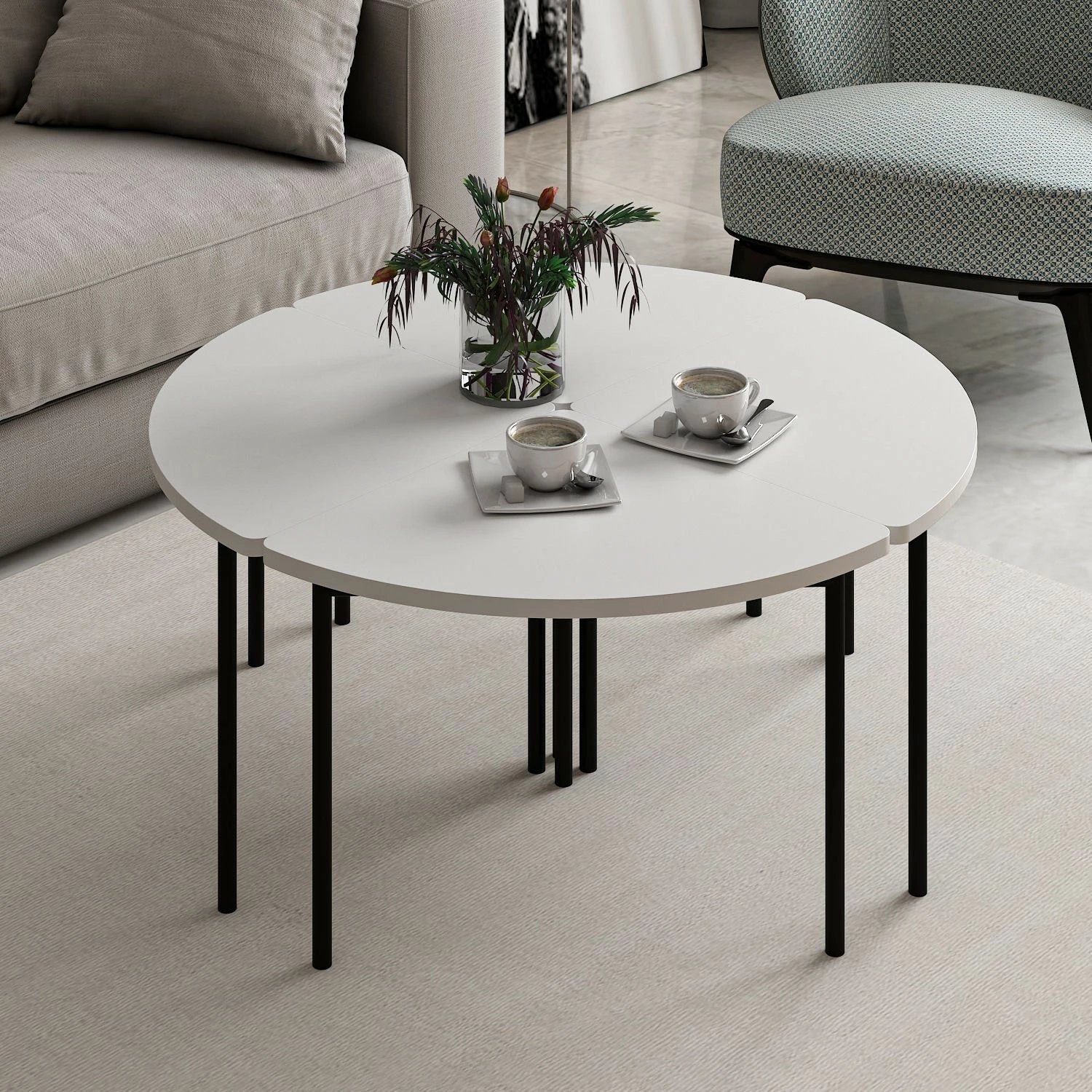 Set tavolinash kafeje, ngjyrë e bardhë, Skye Decor, Emma - 8921