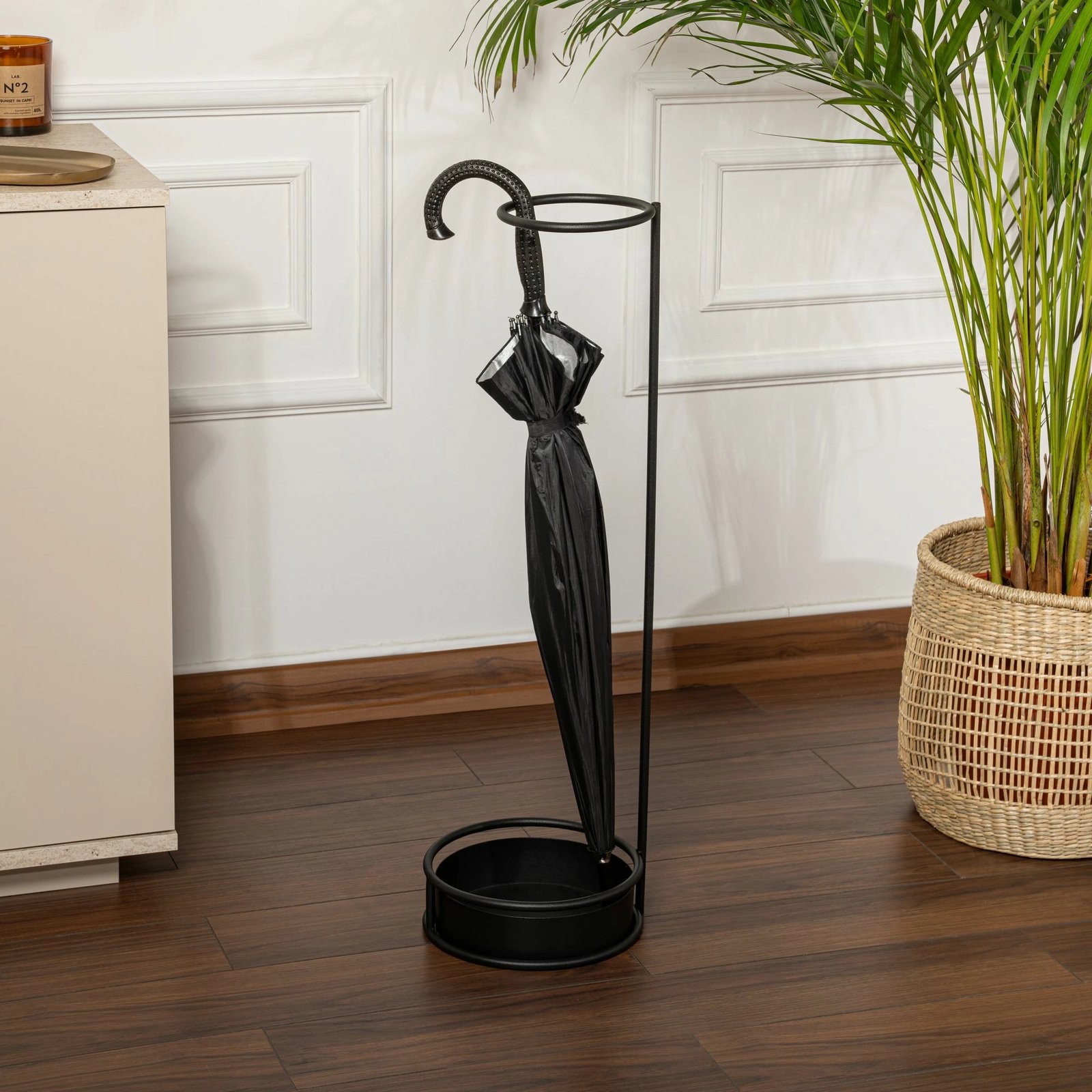 Stendë për ombrella, metalike, e zezë, Evila Originals, 22x22x75cm