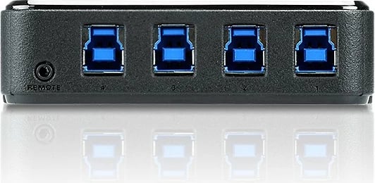 Switch USB ATEN US434, 4 porta, USB 3.0, me selektor të jashtëm, zi/gri