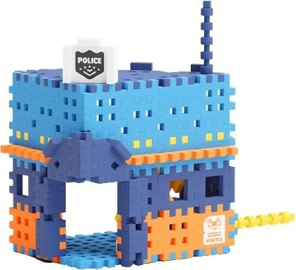 Set lodrash ndërtimi Marioinex Mini Waffle City, 280 pjesë, Stacion policie me figurina dhe automjete